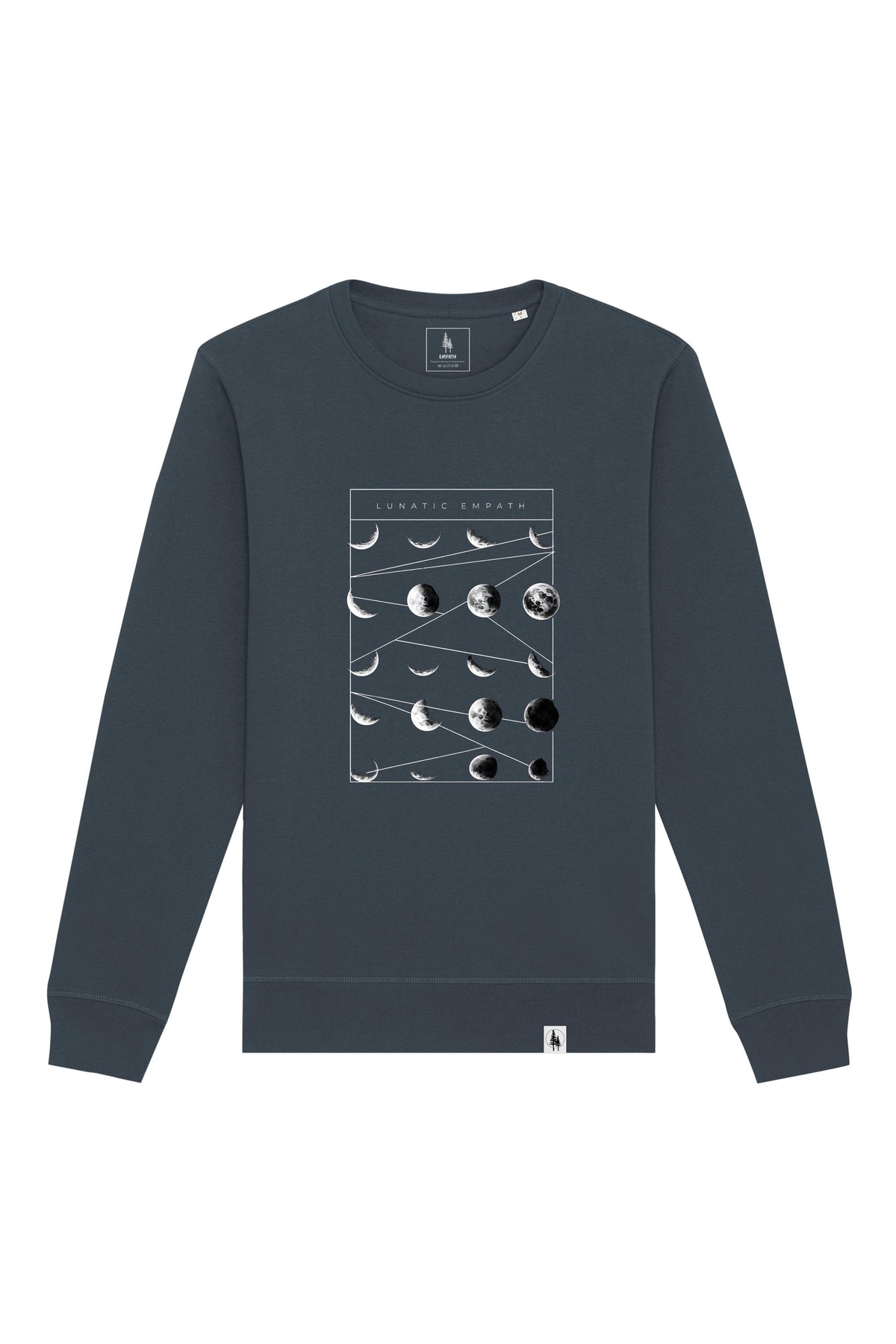 Bluza unisex Rolan, print Moon phases, India Ink Grey - față