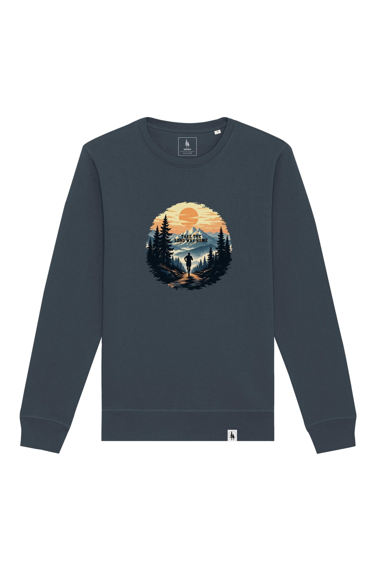Bluza unisex Rolan, print Long way, India Ink Grey - față
