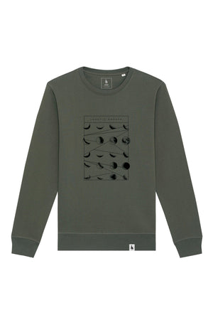 Bluza unisex Rolan, print Moon phases, Khaki - față