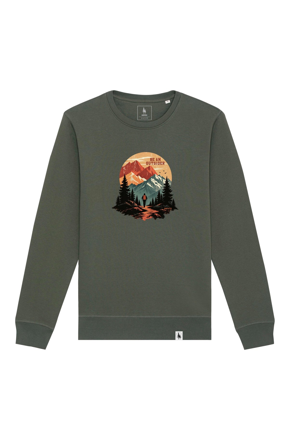 Bluza unisex Rolan, print Be an outsider, Khaki - față