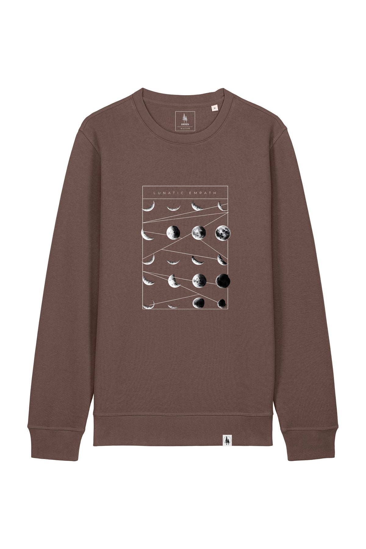 Bluza unisex Rolan, print Moon phases, Mocha - față