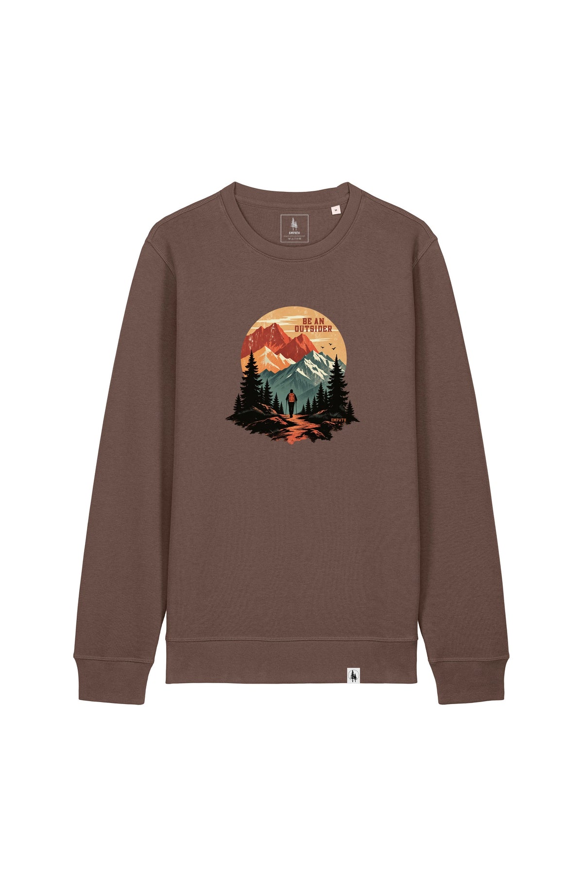 Bluza unisex Rolan, print Be an outsider, Mocha - față