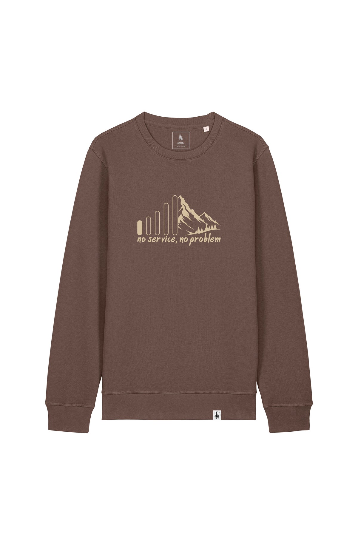 Bluza unisex Rolan, print No service, Mocha - față