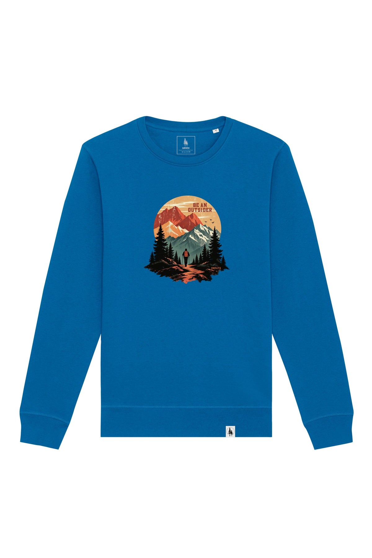 Bluza unisex Rolan, print Be an outsider, Royal Blue - față