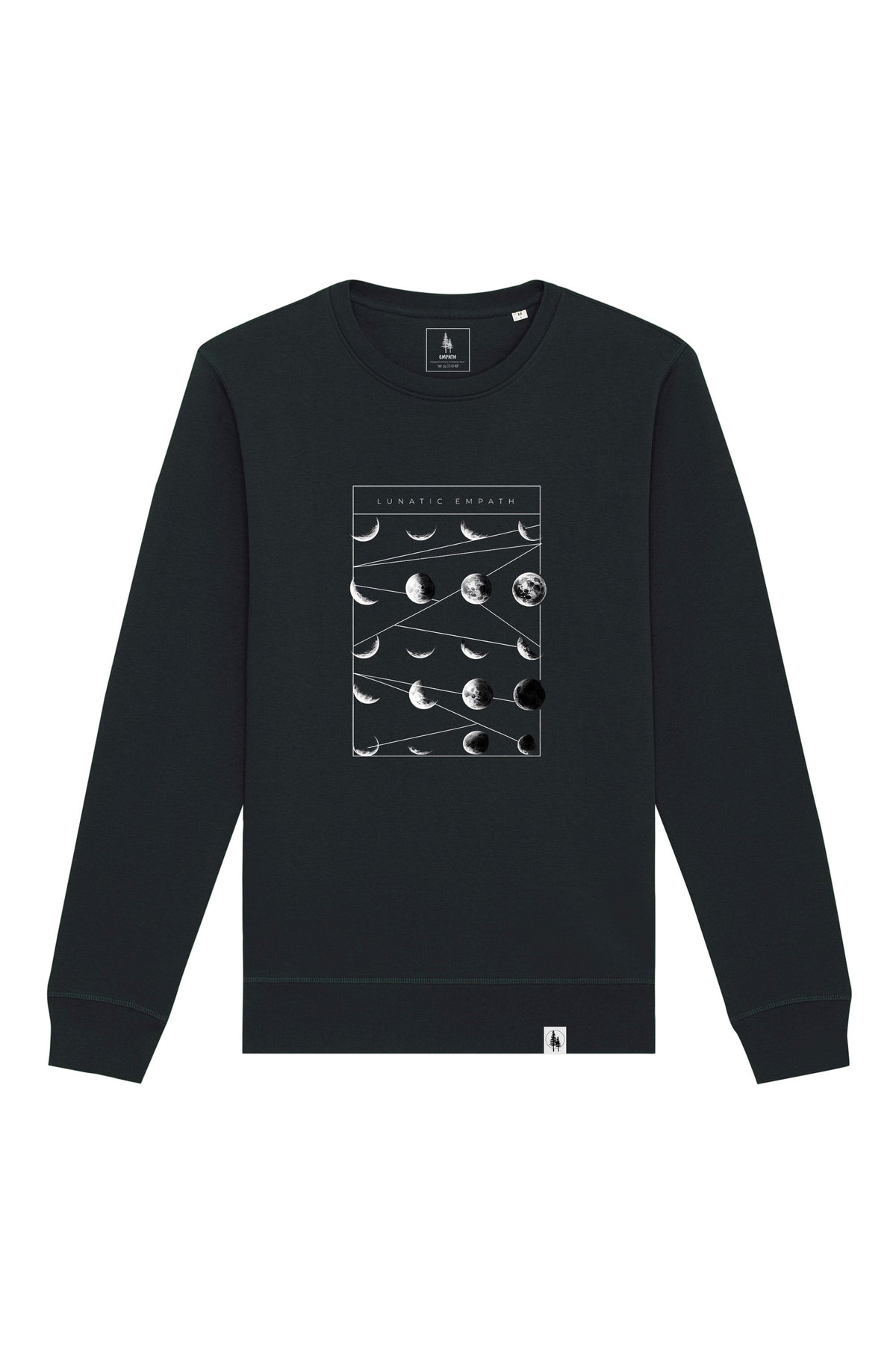 Bluza unisex Rolan, print Moon phases, Negru - față