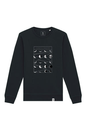Bluza unisex Rolan, print Moon phases, Negru - față