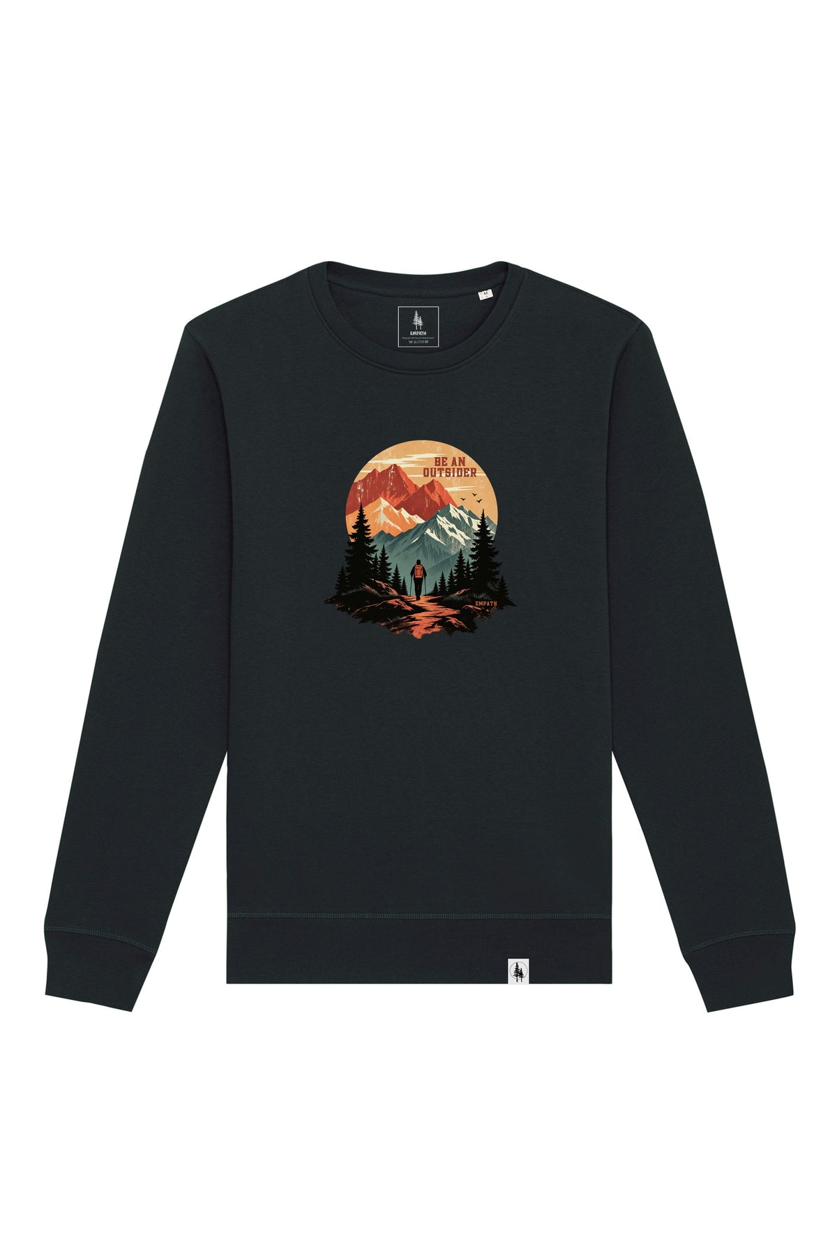 Bluza unisex Rolan, print Be an outsider, Negru - față