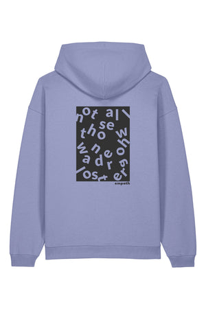 Hanorac oversized unisex Slam, print Not all those who wander are lost, Violet - spate