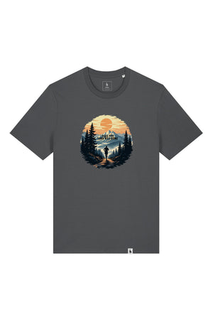 Tricou unisex Sting, print Long way, Anthracite - față