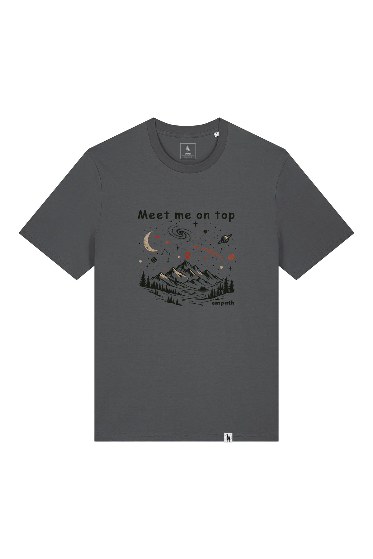 Tricou unisex Sting, print Meet me on top, Anthracite - față