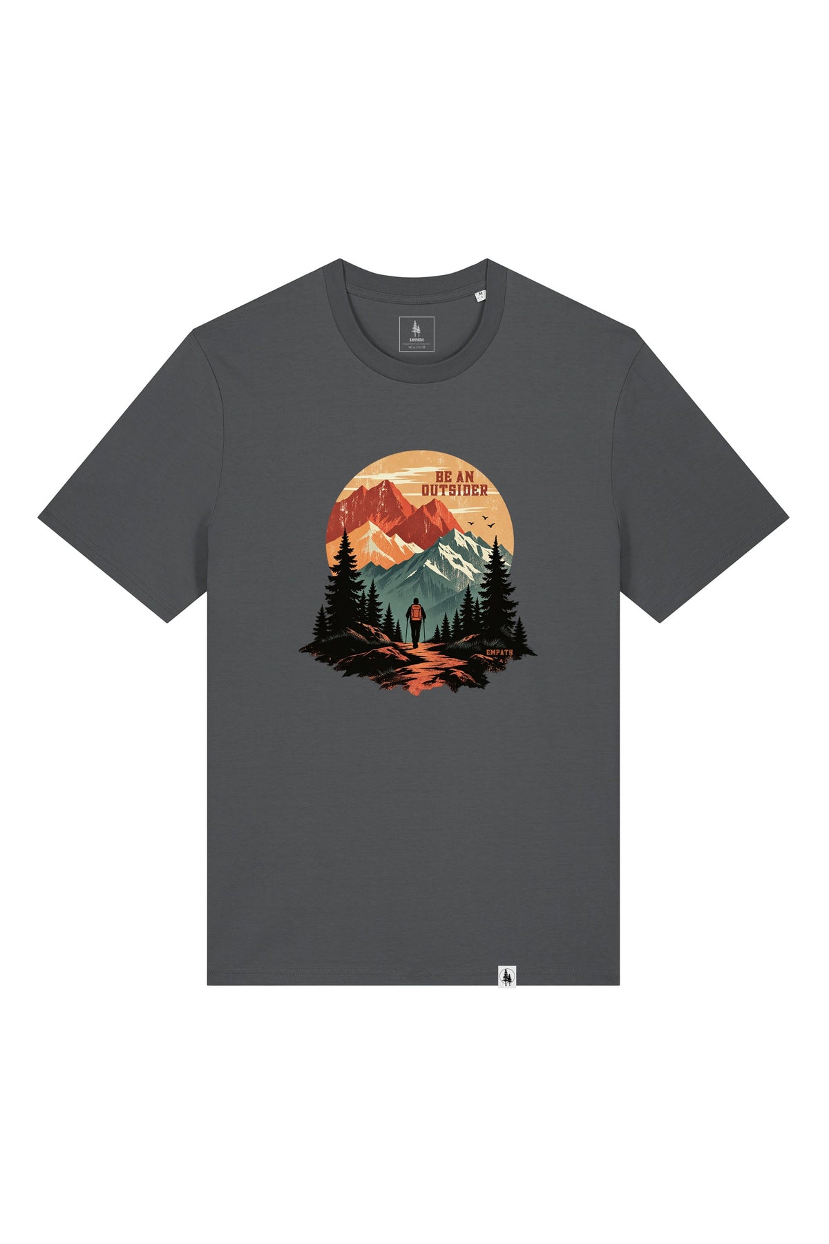 Tricou unisex Sting, print Be an outsider, Anthracite - față