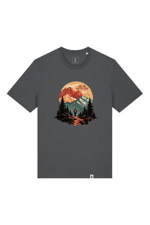 Tricou unisex Sting, print Be an outsider, Anthracite - față