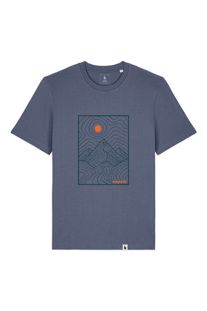 Tricou unisex Sting, print Horizons line art, Blue Grey - față