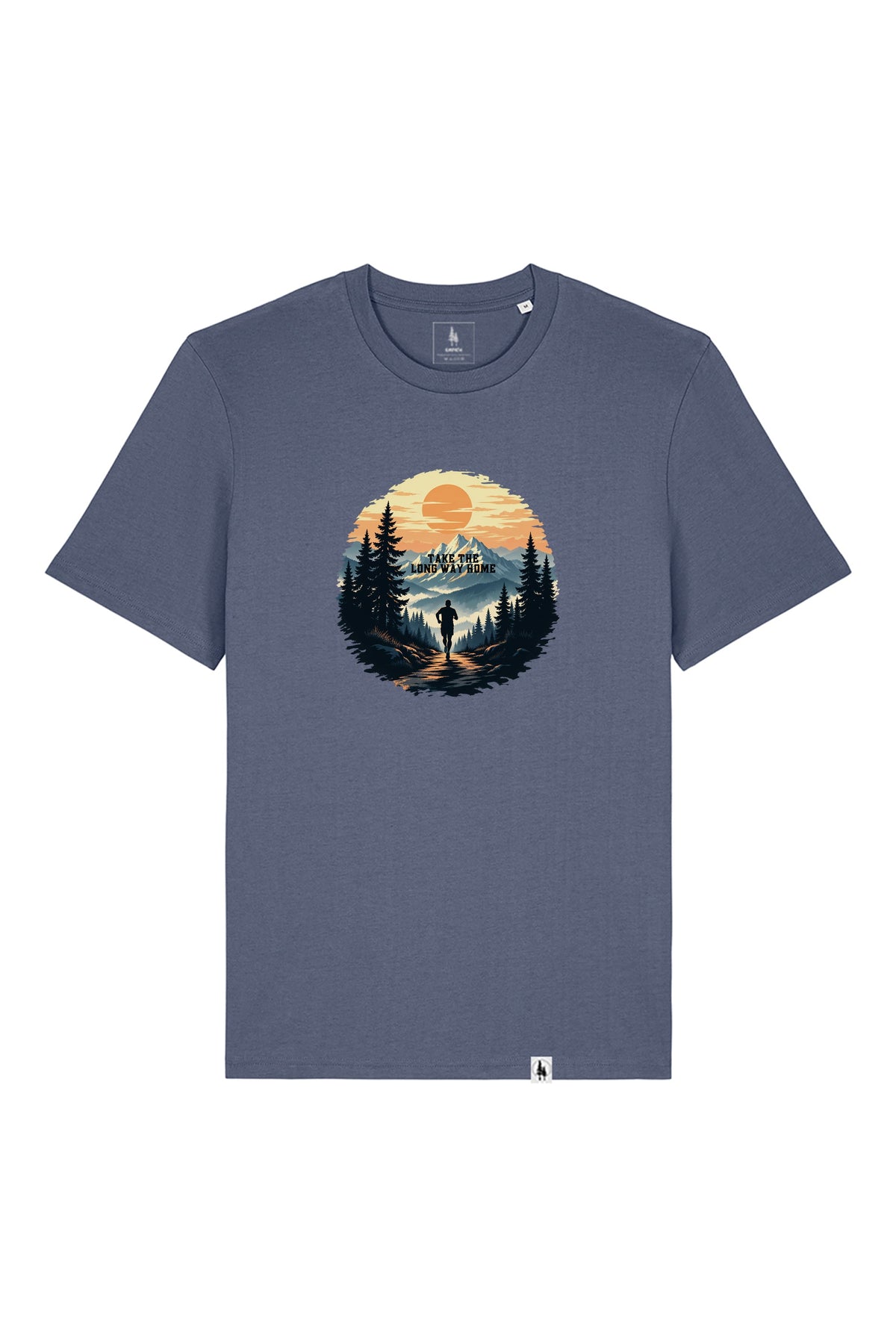 Tricou unisex Sting, print Long way, Blue Grey - față