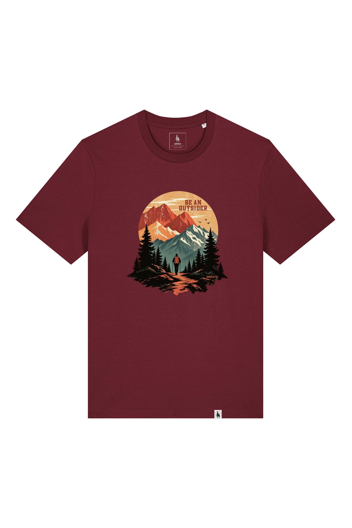 Tricou unisex Sting, print Be an outsider, Burgundy - față