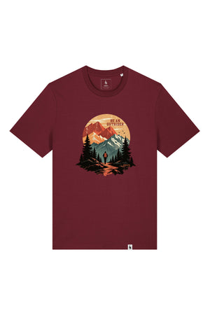 Tricou unisex Sting, print Be an outsider, Burgundy - față