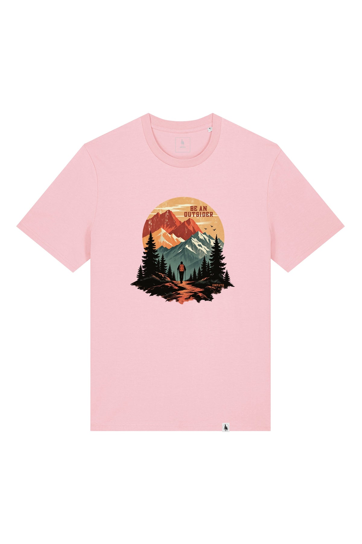 Tricou unisex Sting, print Be an outsider, Cotton Pink - față