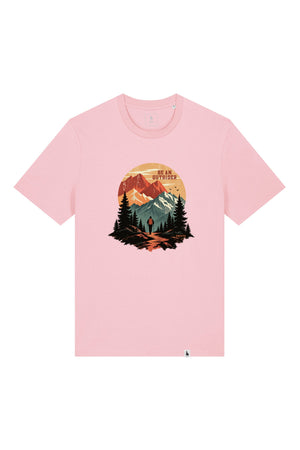 Tricou unisex Sting, print Be an outsider, Cotton Pink - față