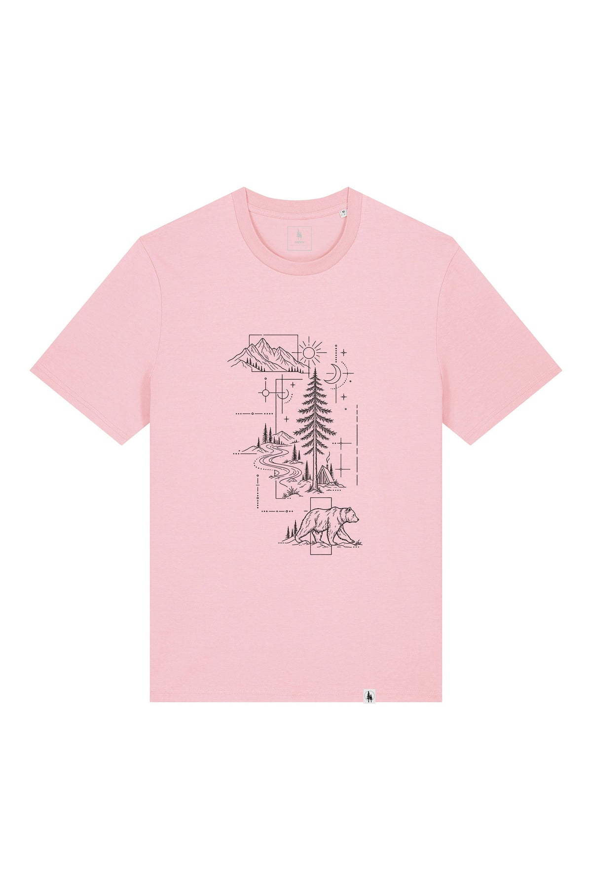 Tricou unisex Sting, print Line art nature, Cotton Pink - față