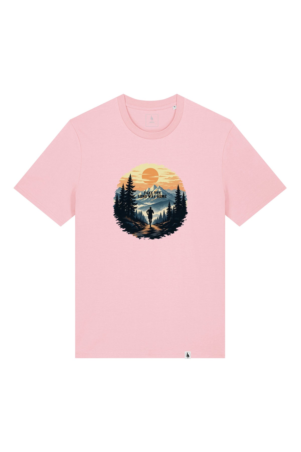 Tricou unisex Sting, print Long way, Cotton Pink - față