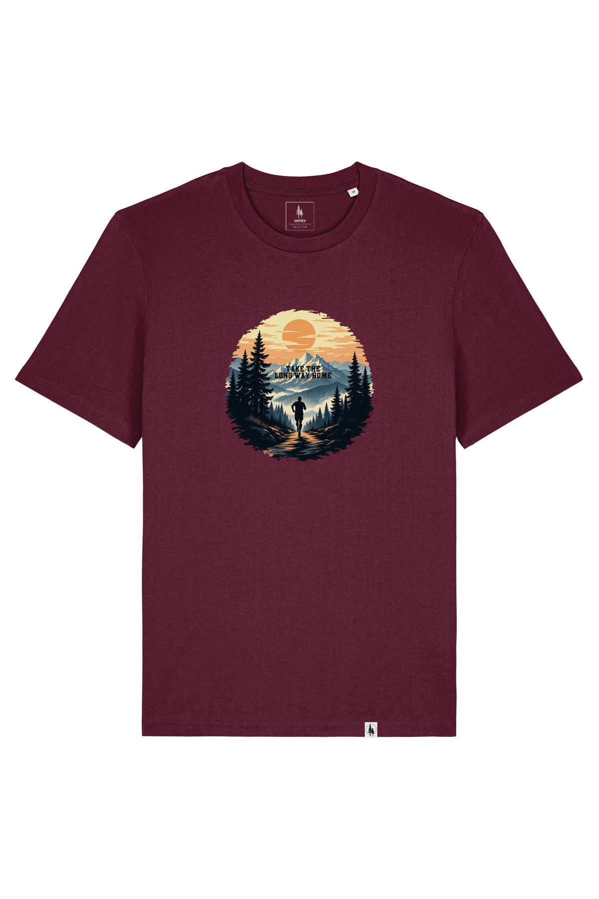 Tricou unisex Sting, print Long way, Deep Plum - față