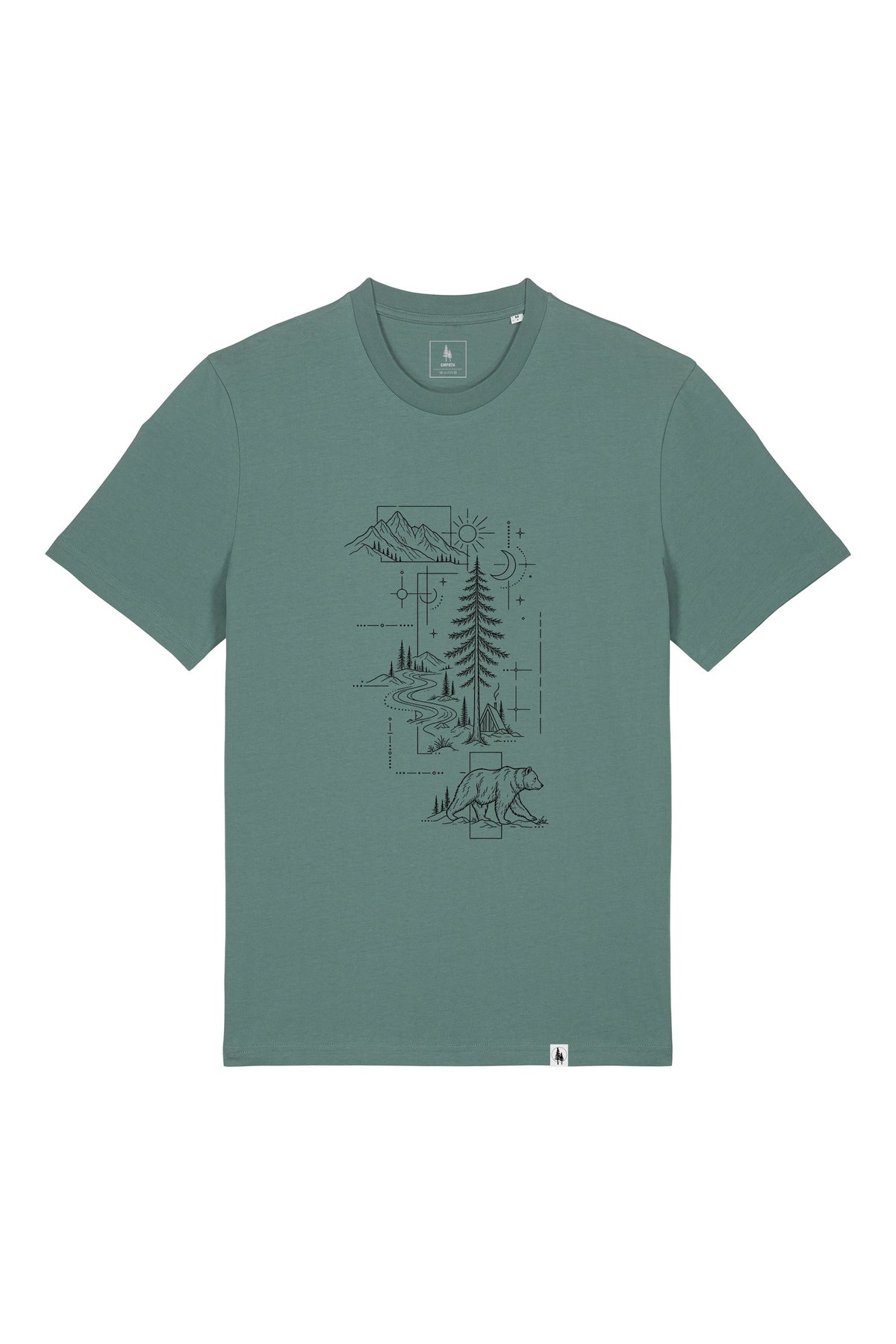 Tricou unisex Sting, print Line art nature, Green Bay - față