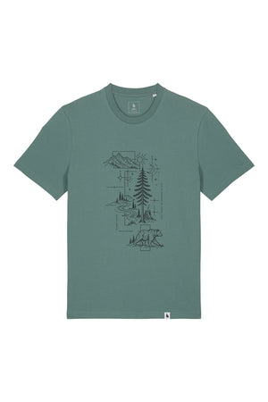 Tricou unisex Sting, print Line art nature, Green Bay - față