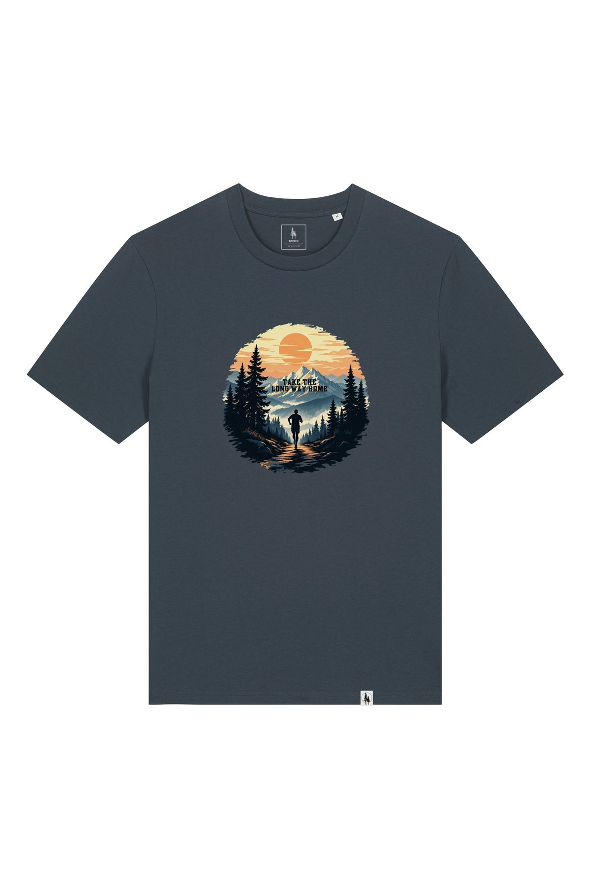 Tricou unisex Sting, print Long way, India Ink Grey - față