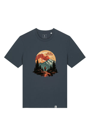 Tricou unisex Sting, print Be an outsider, India Ink Grey - față