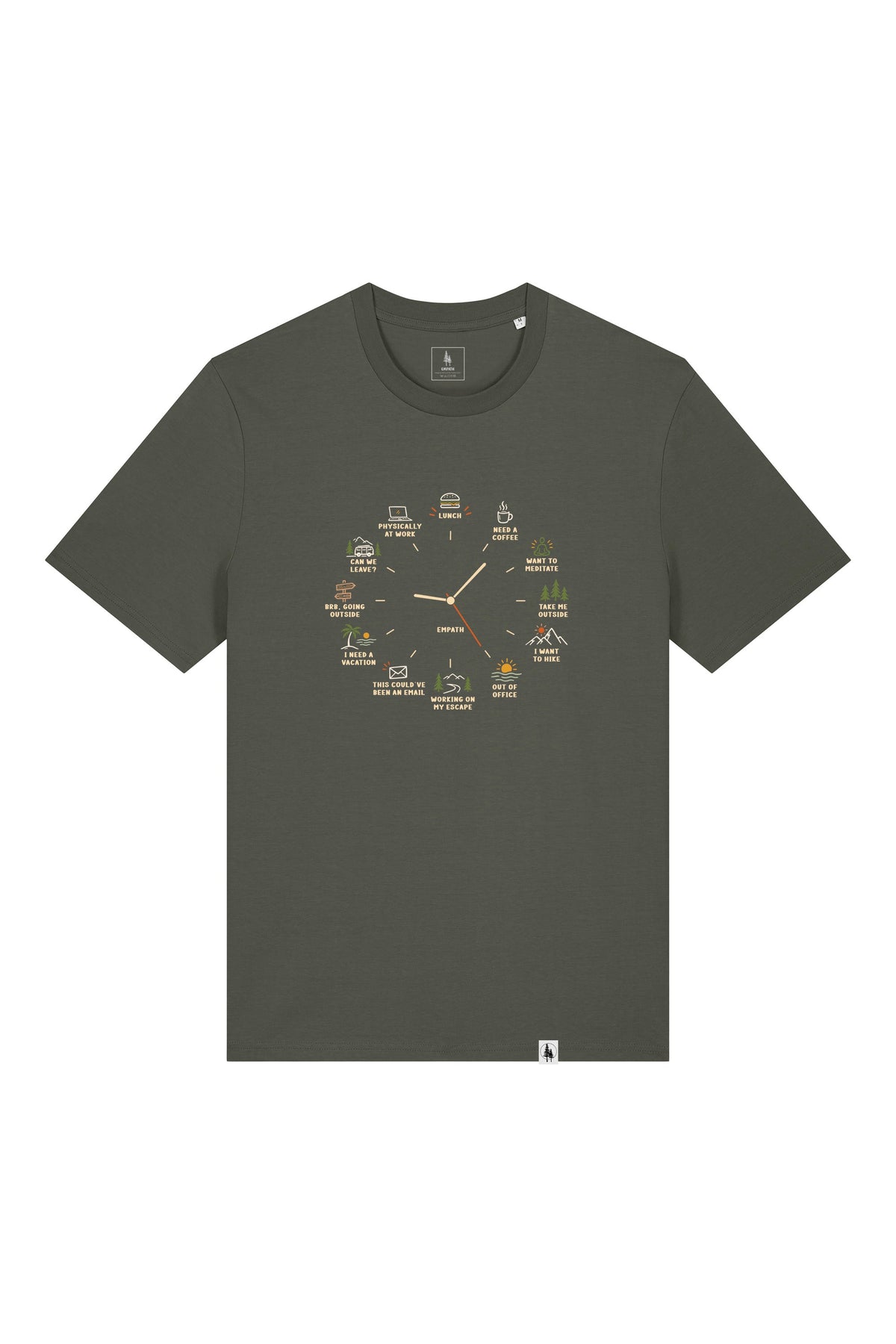 Tricou unisex Sting, print Time to, Khaki - față