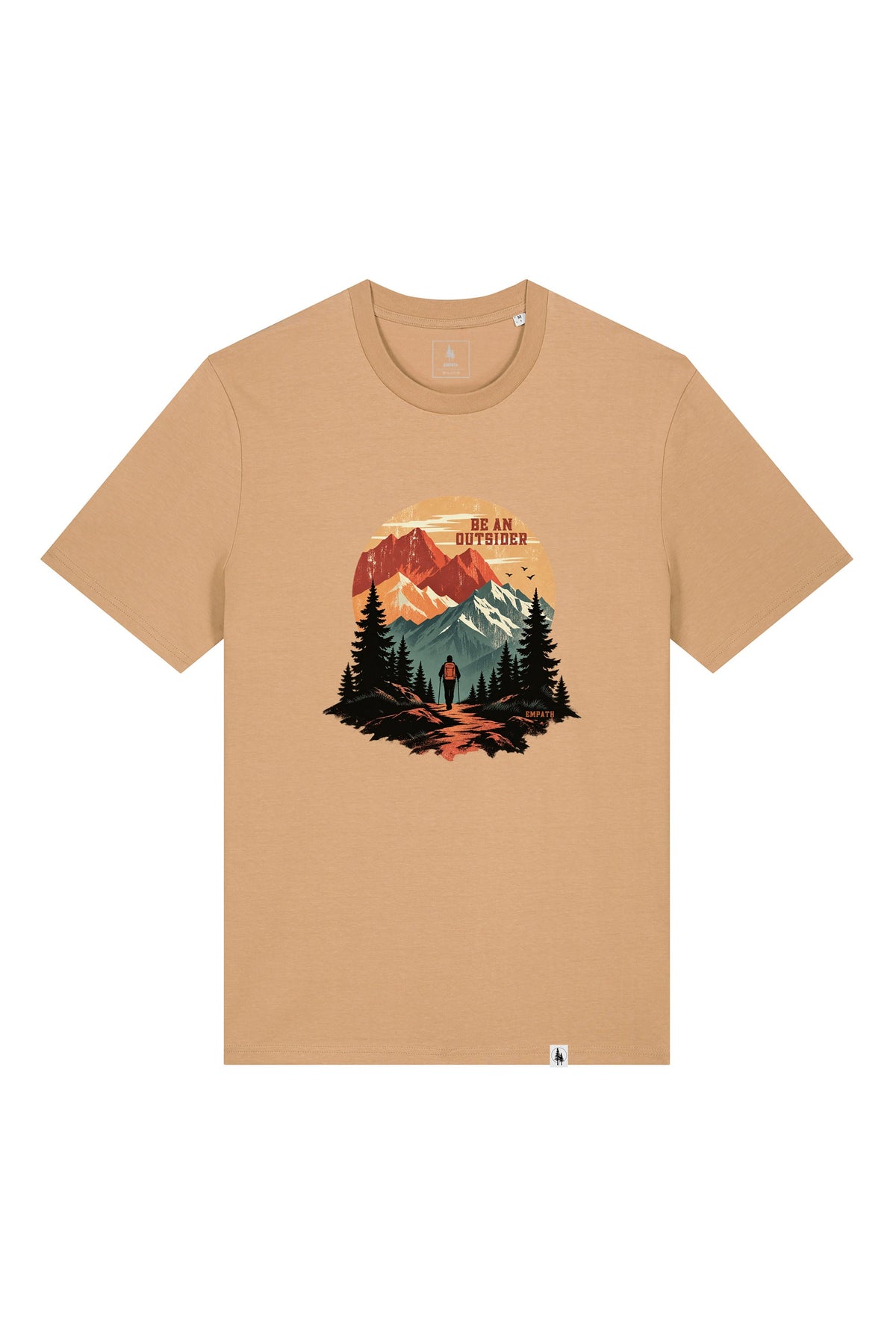 Tricou unisex Sting, print Be an outsider, Latte - față
