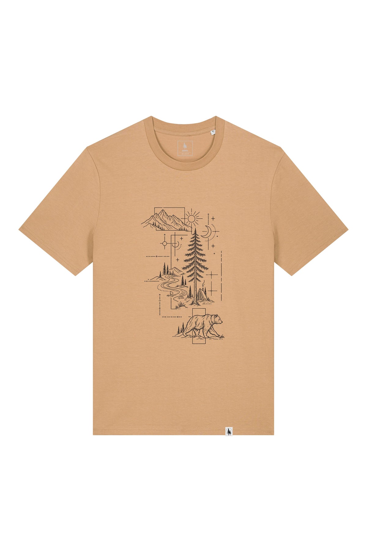 Tricou unisex Sting, print Line art nature, Latte - față