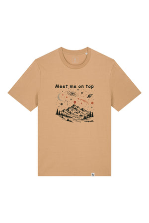 Tricou unisex Sting, print Meet me on top, Latte - față