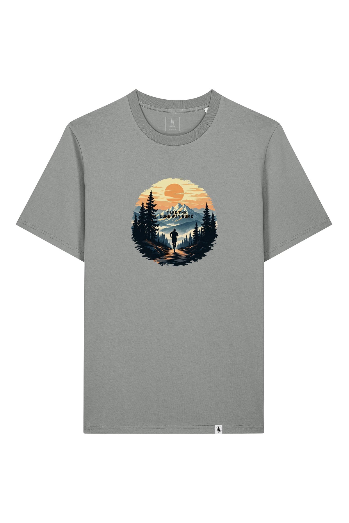 Tricou unisex Sting, print Long way, Misty Grey - față