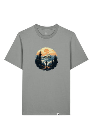 Tricou unisex Sting, print Long way, Misty Grey - față