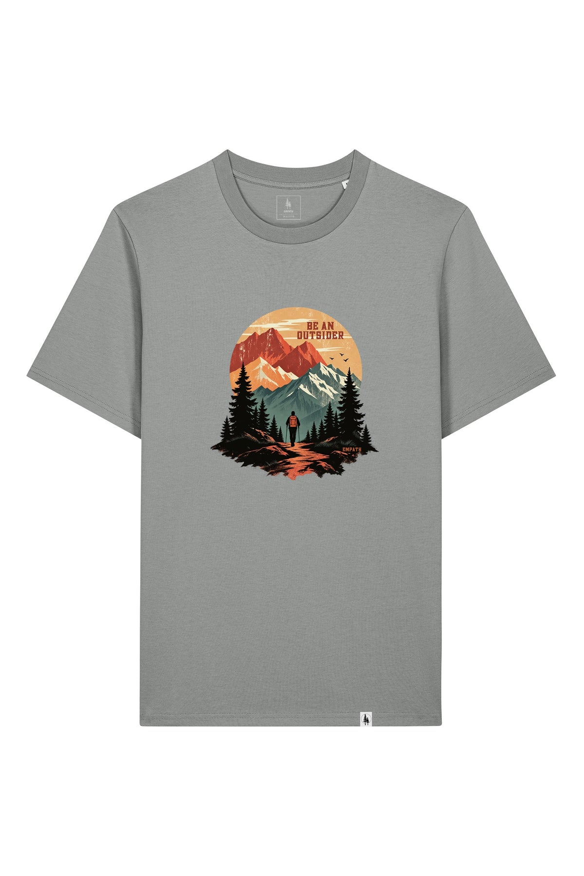 Tricou unisex Sting, print Be an outsider, Misty Grey - față