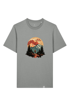 Tricou unisex Sting, print Be an outsider, Misty Grey - față