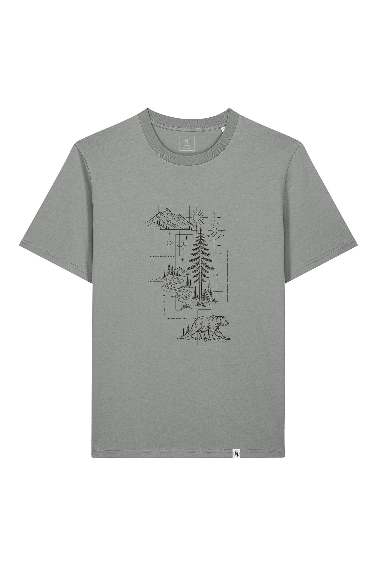 Tricou unisex Sting, print Line art nature, Misty Grey - față