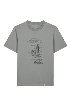 Tricou unisex Sting, print Line art nature, Misty Grey - față