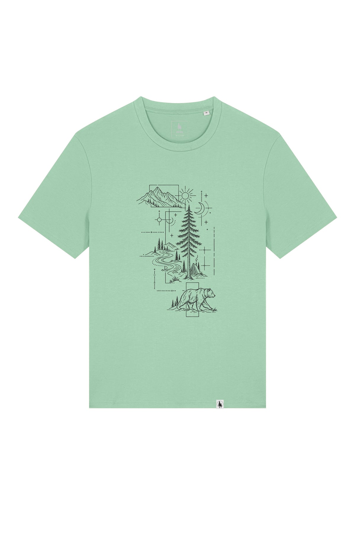 Tricou unisex Sting, print Line art nature, Misty Jade - față