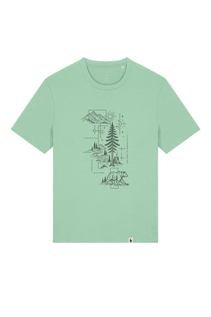 Tricou unisex Sting, print Line art nature, Misty Jade - față