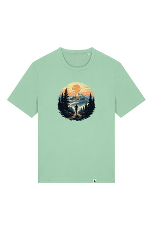 Tricou unisex Sting, print Long way, Misty Jade - față