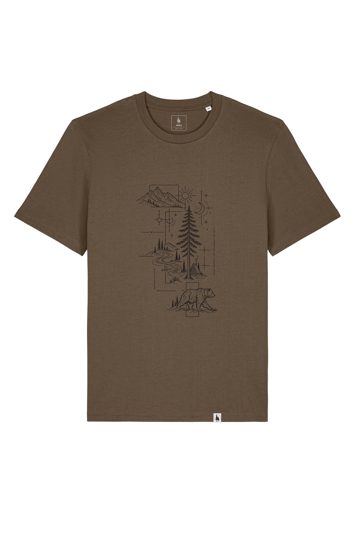 Tricou unisex Sting, print Line art nature, Mosstone - față
