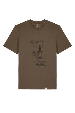 Tricou unisex Sting, print Line art nature, Mosstone - față