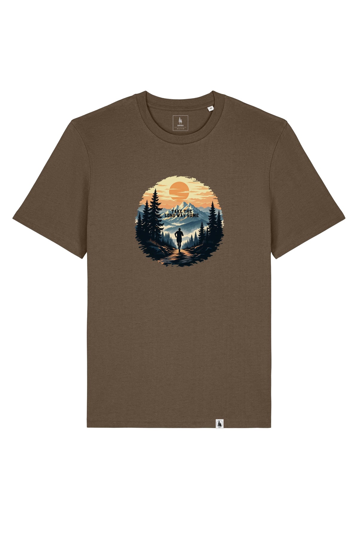 Tricou unisex Sting, print Long way, Mosstone - față