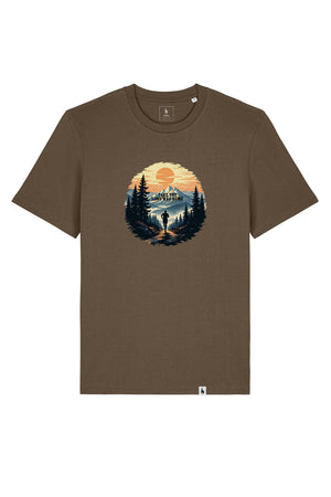 Tricou unisex Sting, print Long way, Mosstone - față