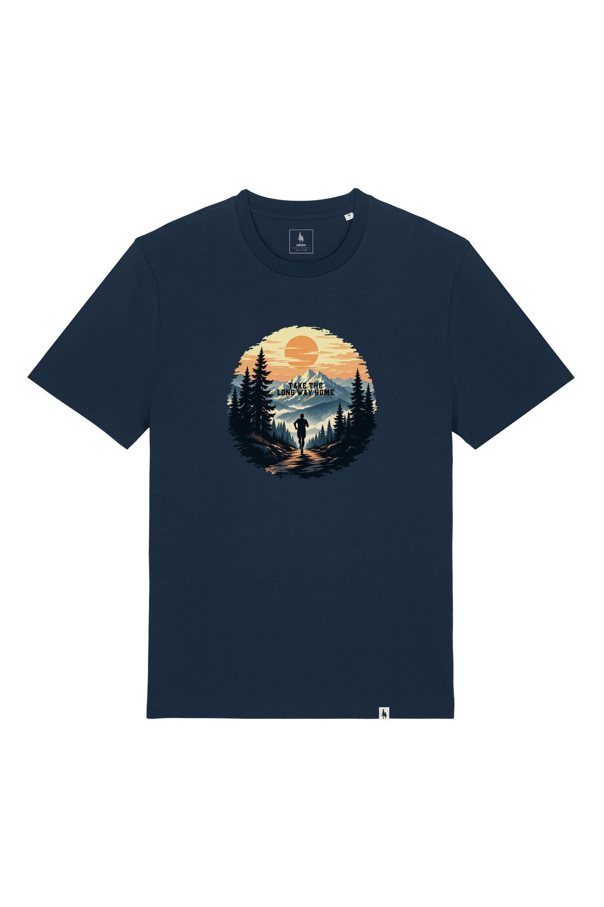 Tricou unisex Sting, print Long way, Navy - față