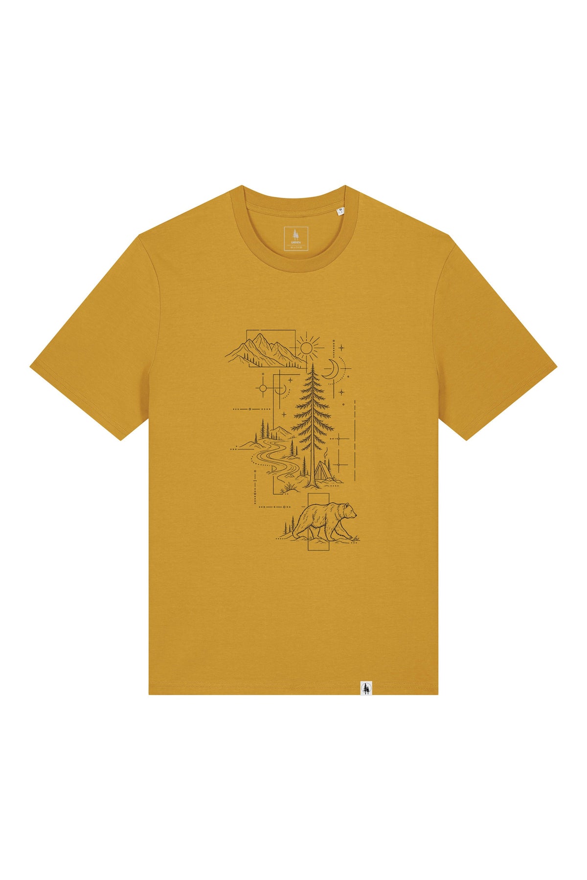 Tricou unisex Sting, print Line art nature, Ochre - față
