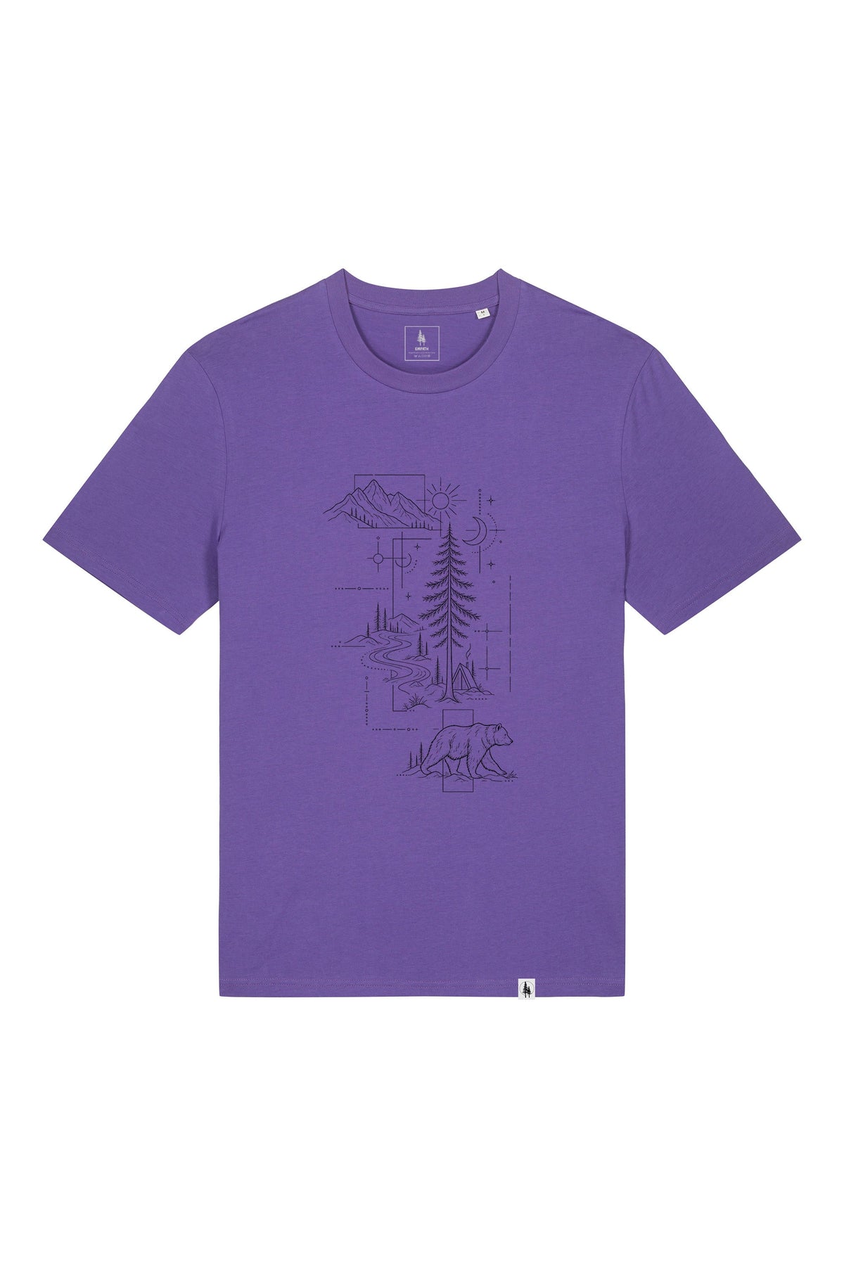Tricou unisex Sting, print Line art nature, Purple - față