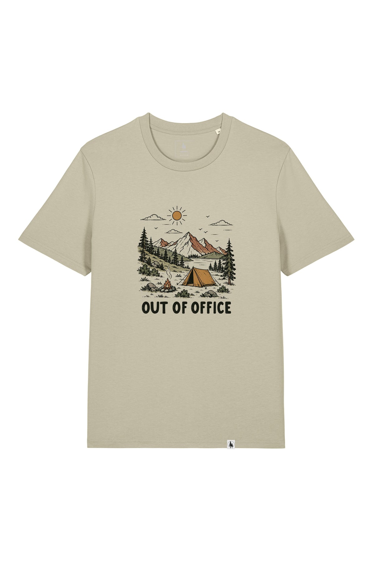 Tricou unisex Sting, print Out of Office, Stone - față